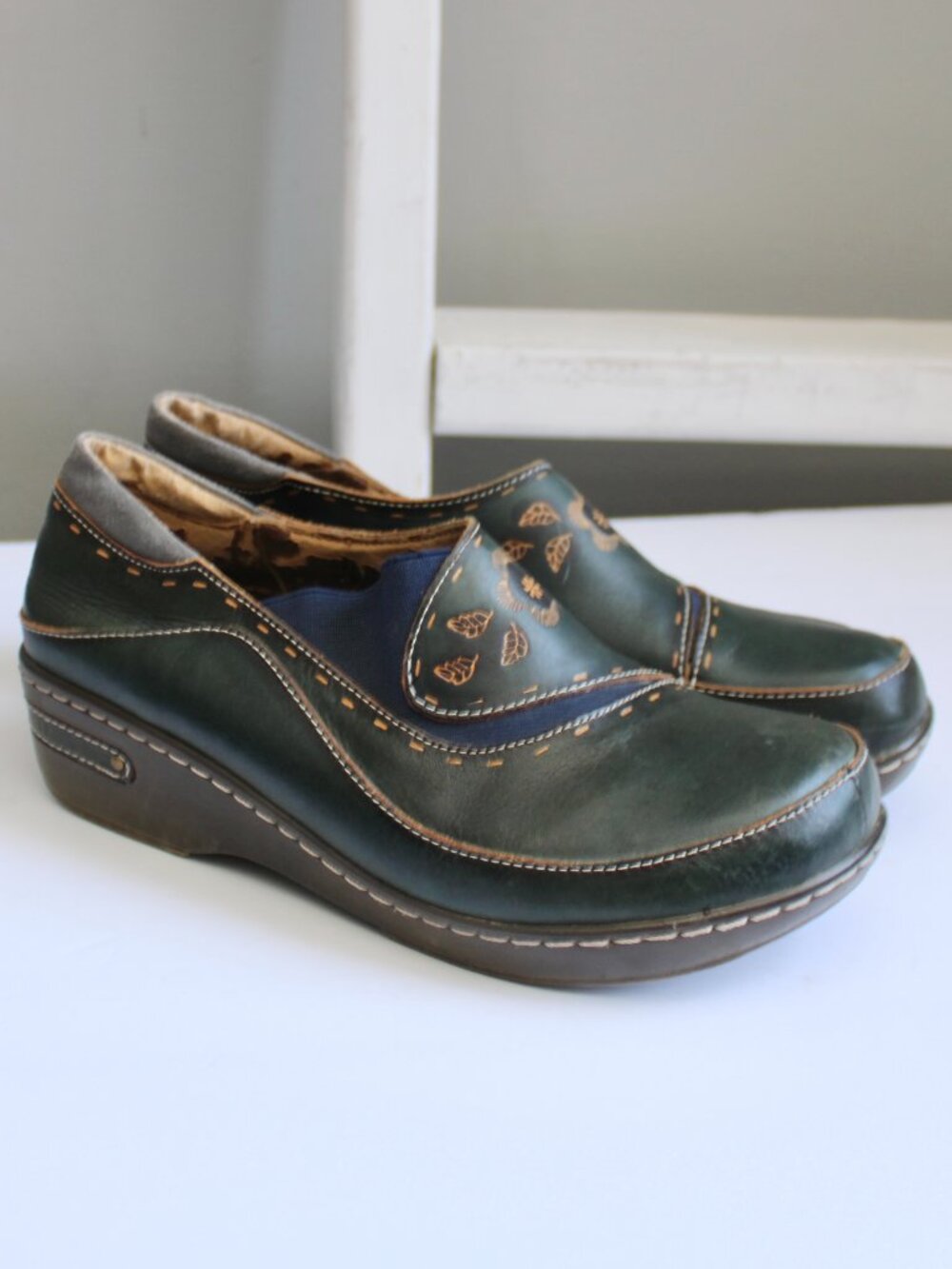 Spring Step L'artiste Burbank Leather Clogs Hand-Painted Women Size 41 / 9.5 US - Picture 2 of 10